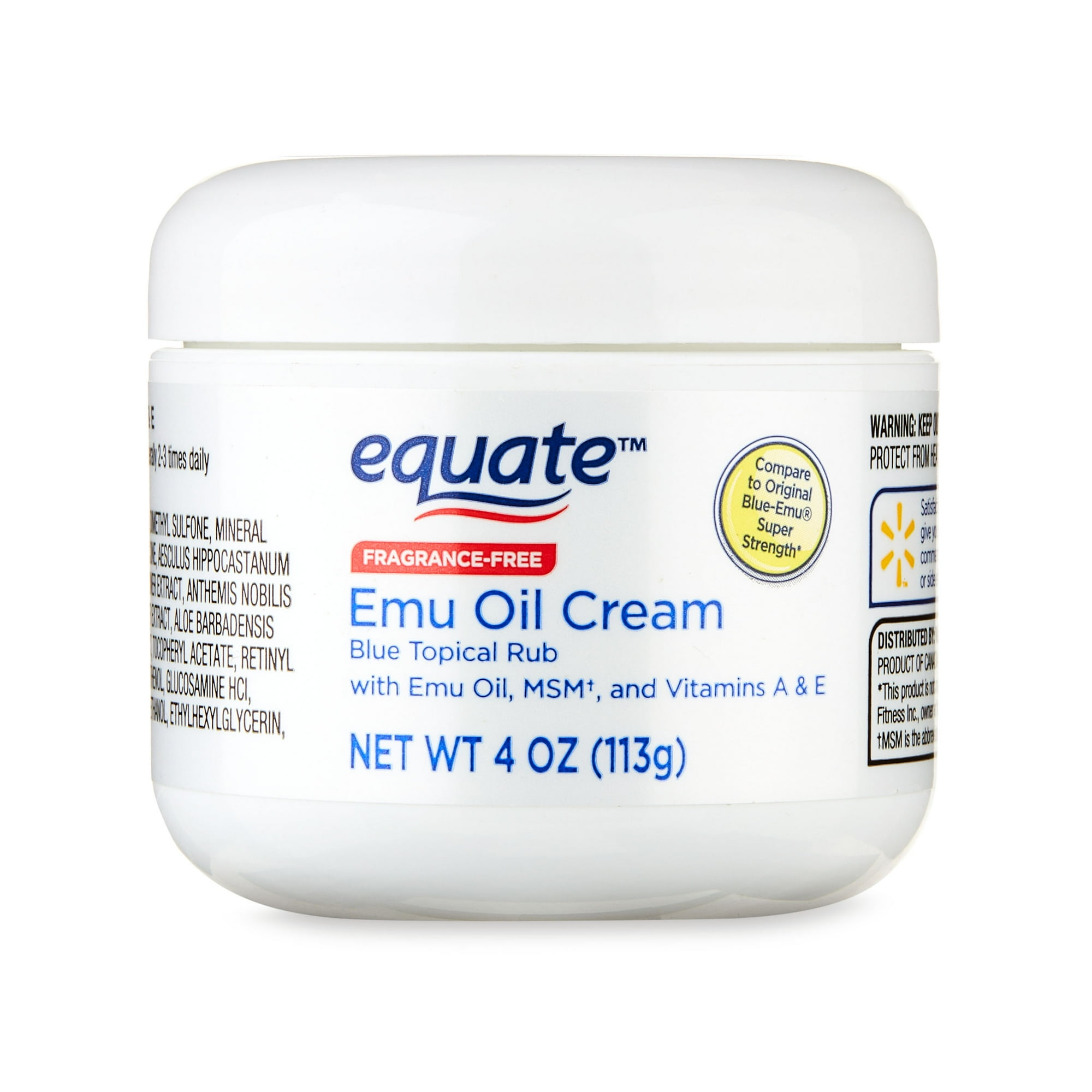 Equate Emu Oil Cream Blue Topical Rub, 4 oz, Compare to Original Blue-Emu® Super Strength