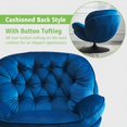 thumbnail image 5 of Velvet Swivel Accent Chair with Ottoman for Living Room Bedroom Reading Room, Cozy Lounge Armchair Fluffy Round Tufted Back Adult Gifts for Small Room Lazy Relax Read TV Chair,Blue, 5 of 8