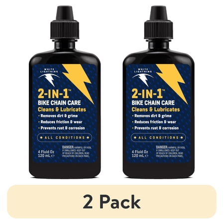 (2 pack) White Lightning® 2-in-1™ Fast & Easy Bicycle Chain Lube, 4oz