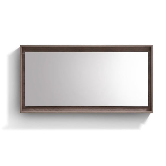 Kubebath Kube 60" Framed Mirror With Shelve - Butternut  Finish