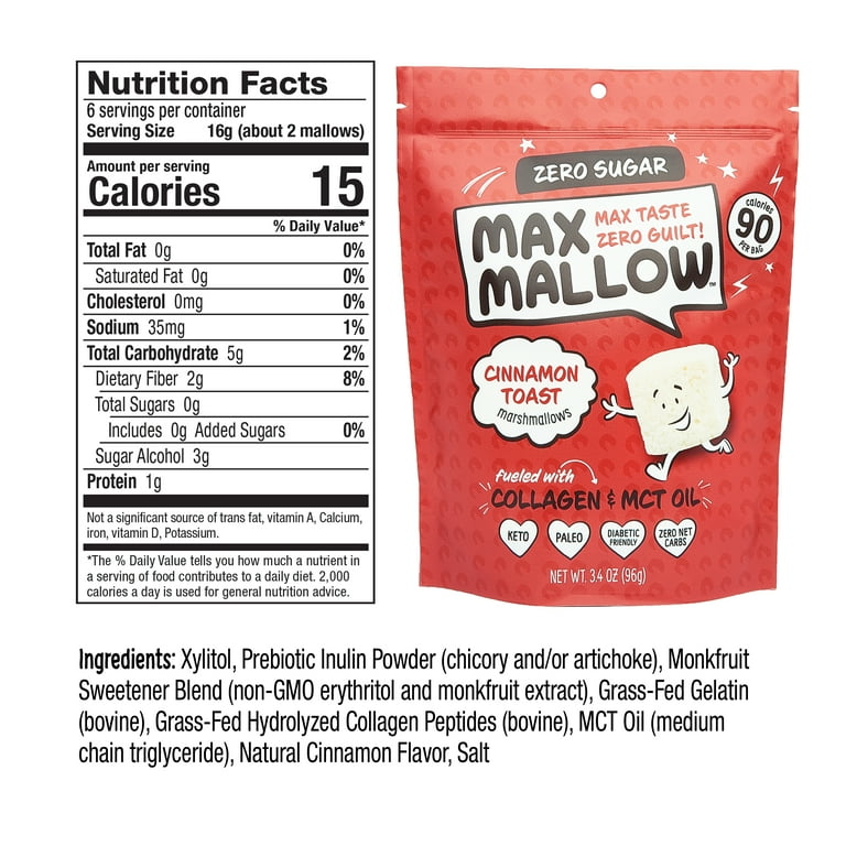 Know Brainer Max Mallow Cinnamon Toast - Keto, Zero Sugar, Low