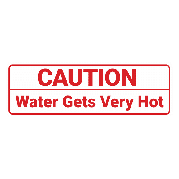 Standard Caution Water Gets Very Hot Sign (White/Red) - Large 1 Pack