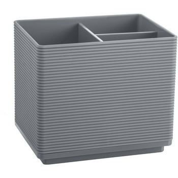 Mainstays Soft Touch Ribbed Plastic Organizer in Grey with 3 Compartments