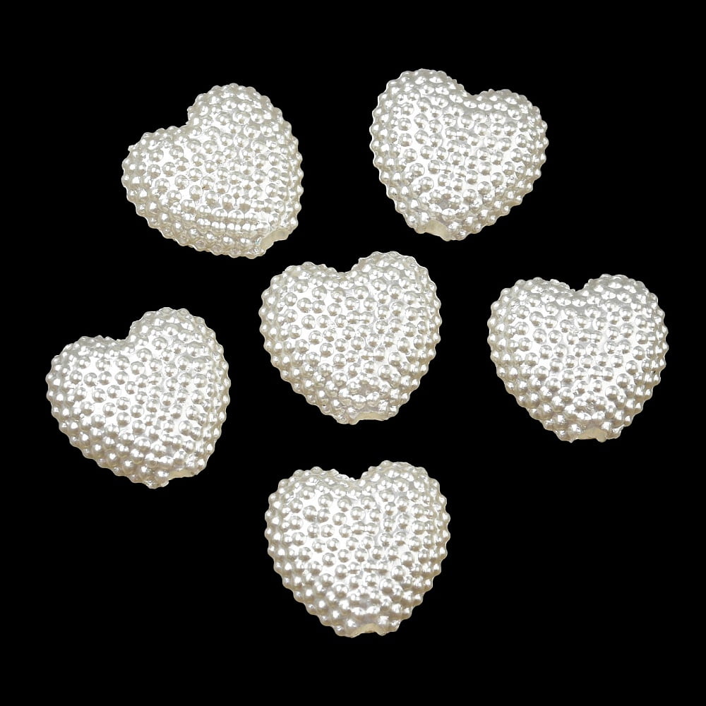 1000pc ABS Imitation Pearl Beads Heart 11x12x5mm Hole: 2mm