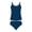 Navy, variant on Women's Scalloped Trim Two Piece Swimsuit Double Thin Strap Tankini Top and High Cut Bikini Bottom Bathing Suit for Summer Pool Party White