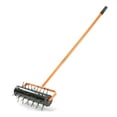 thumbnail image 5 of 17-Inch Rolling Lawn Aerator Orange & Black Heavy Duty Galvanized Steel Grass Aerator with 47.6-Inch Ergonomic Handle for Soil Health & Lawn Vitality, 5 of 10