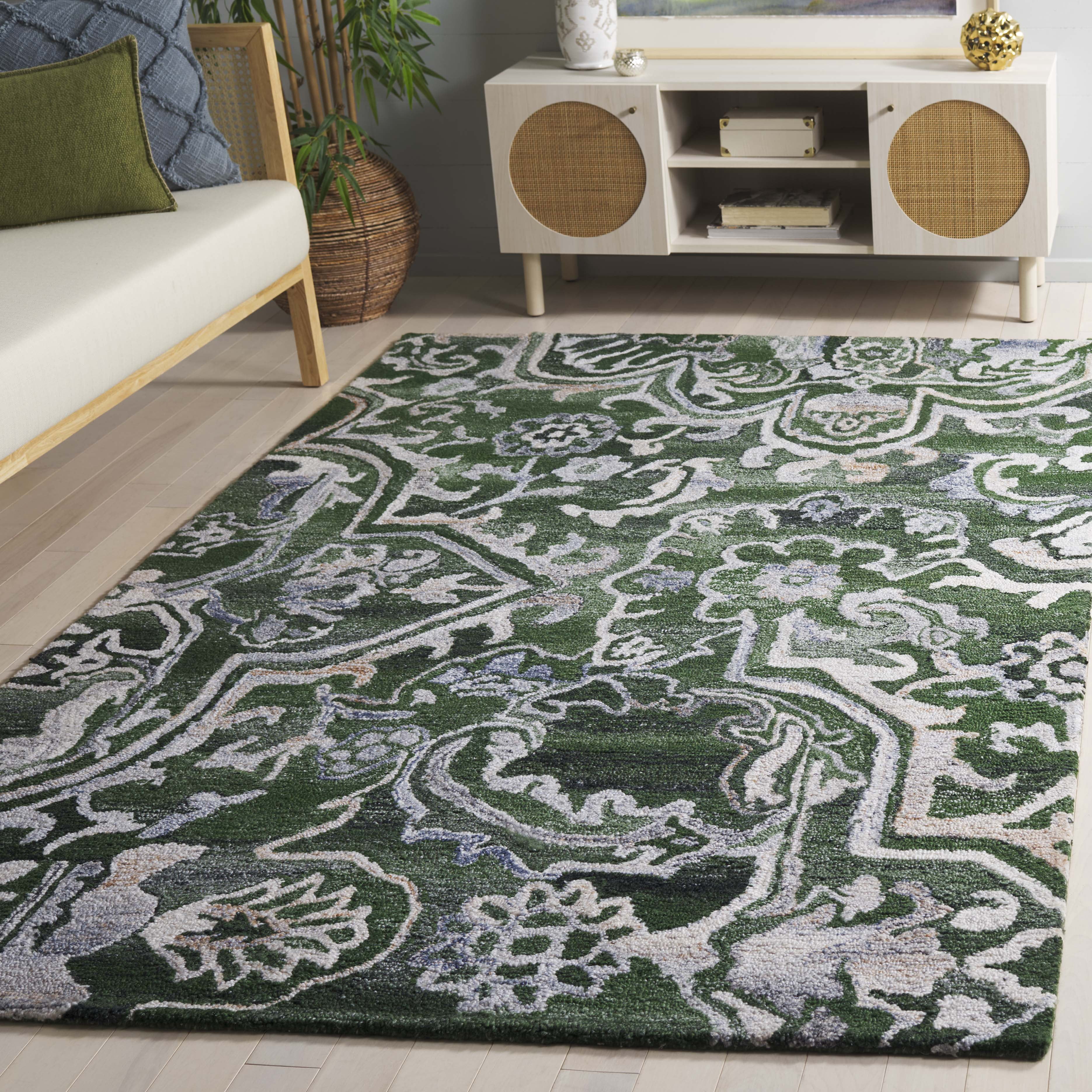 SAFAVIEH Marquee Marsan Geometric Area Rug, Green/Beige, 5' x 8'