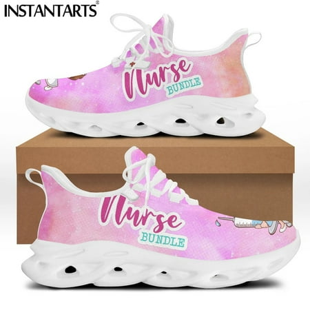 

New Style Ladies Lightweight Platform Nursing Flat Shoes Cartoon Nurse Syringe Gradient Design Women Mesh Sneakers