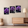 thumbnail image 2 of ZHONGYUTONG Purple Rose Canvas Wall Art 3 Piece Flower Pictures Wall Decor Black and White Floral Painting for Living Room Decor Framed (11.00" x 14.00" x 3PCS), 2 of 5