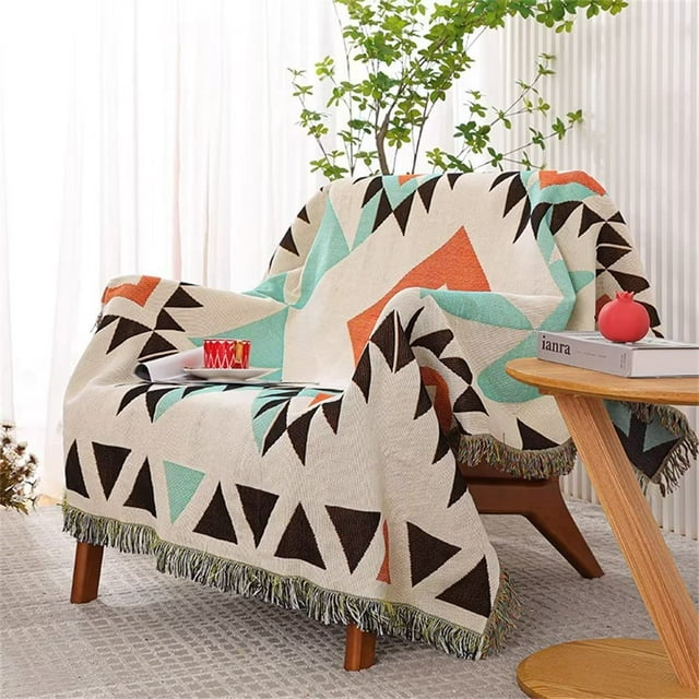 Manta para Sofá Homesy Azteca Reversible Verde 130x160 cm Poliéster