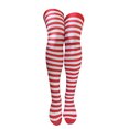 thumbnail image 1 of Bas Rouges Blancs de Noël Haut de Cuisse Rayés sur les Chaussettes de Genou pour les Femmes Filles - Taille Libre, 1 of 7