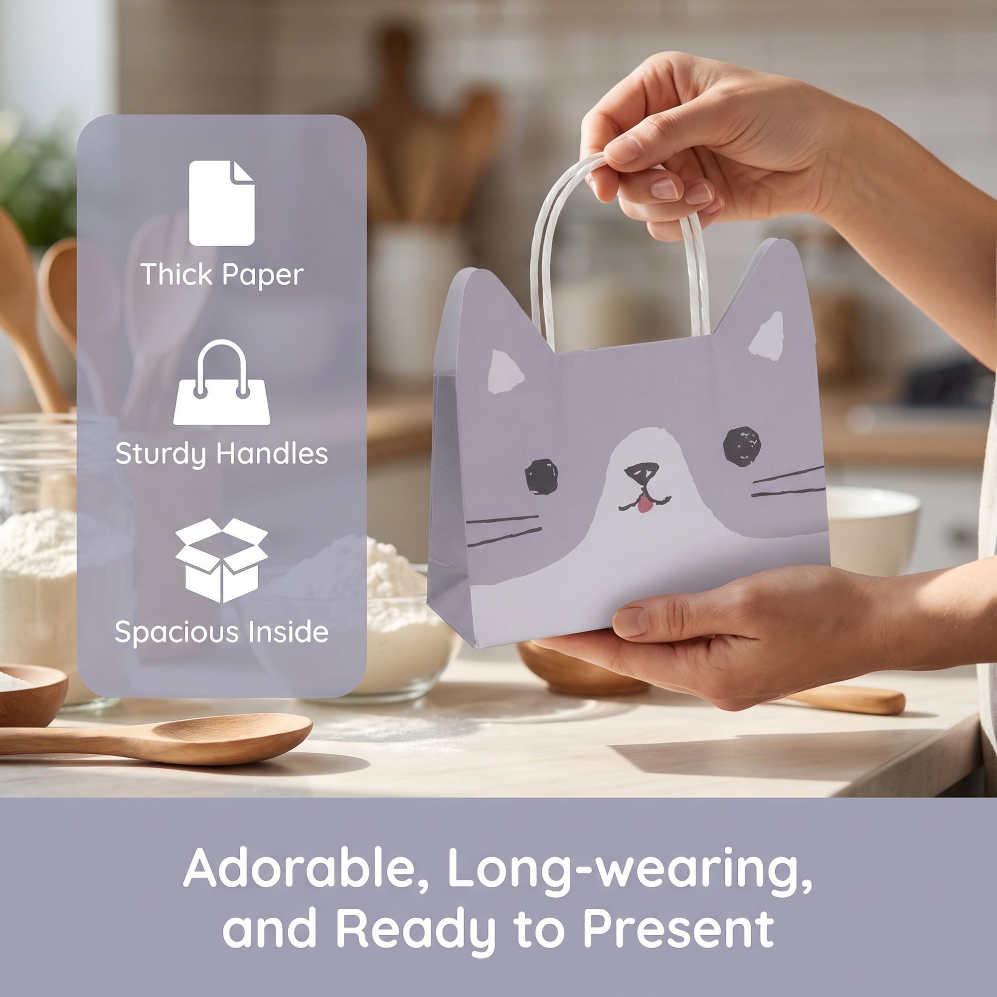 Unique Bargains Cartoon Gift Bags for Party and Special Occasions Gray 6.9" x 2" x 4.9"