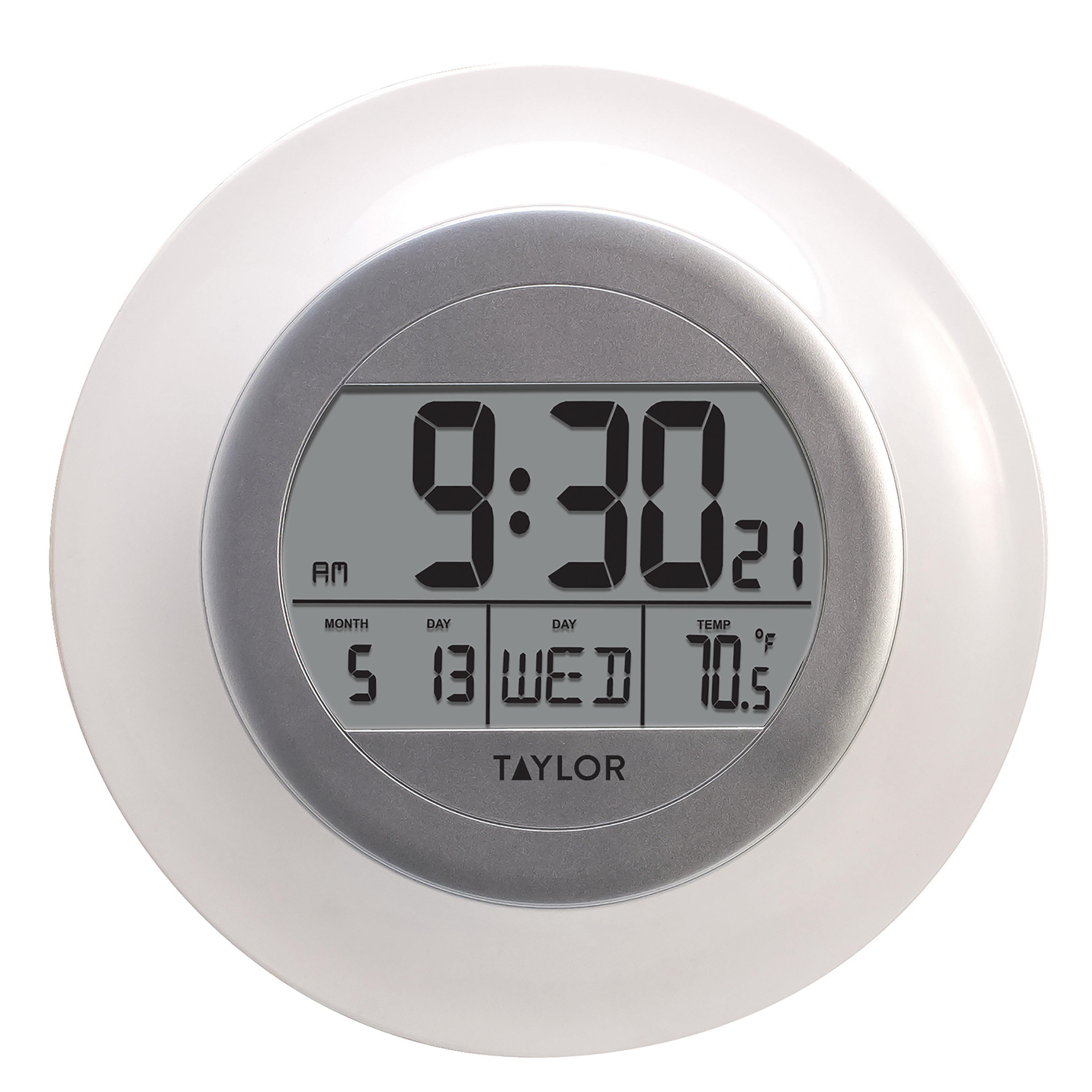 9.25" Indoor Atomic Clock with Thermometer, White