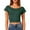 Dark Green #11, variant on Women's Deep V-Back Crop Top Short Sleeve Casual Summer T-Shirt Nye Shirts for Women Purple S