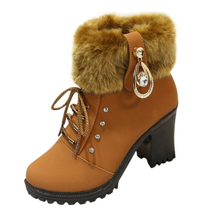 

ZMHEGW Womens Boots New Ankle Booties Thick Heel Comfort Ankle Booties Water Diamond Boots Shoes