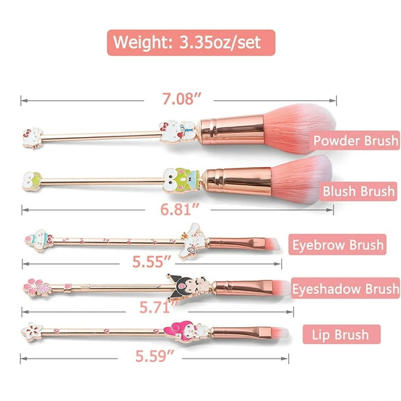 Interstellar Baby Makeup Brushes Set - 5Pcs Creative Stitch Theme Cosmetic Brushes Set.