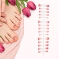 thumbnail image 4 of Unique Bargains 1 Pc Crescent Short Coffin Fake Nails Red White, 4 of 6