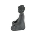thumbnail image 6 of 8" x 12" Dark Gray Ceramic Meditating Buddha Sculpture with Engraved Carvings and Relief Detailing, by CosmoLiving by Cosmopolitan, 6 of 11