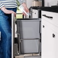 thumbnail image 3 of Dextrus 37 Quart Pull-Out Trash Can Recycling Bin, Sliding Kitchen Waste Garbage Container with Soft-Close Slides, Gray, 3 of 8
