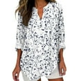 thumbnail image 2 of Women Shirts Boho Floral Shirts For Women Spring Casual Long Sleeve V Neck T Shirts Loose Fit Cotton Tops Blouses,White Women Shirts XL, 2 of 4