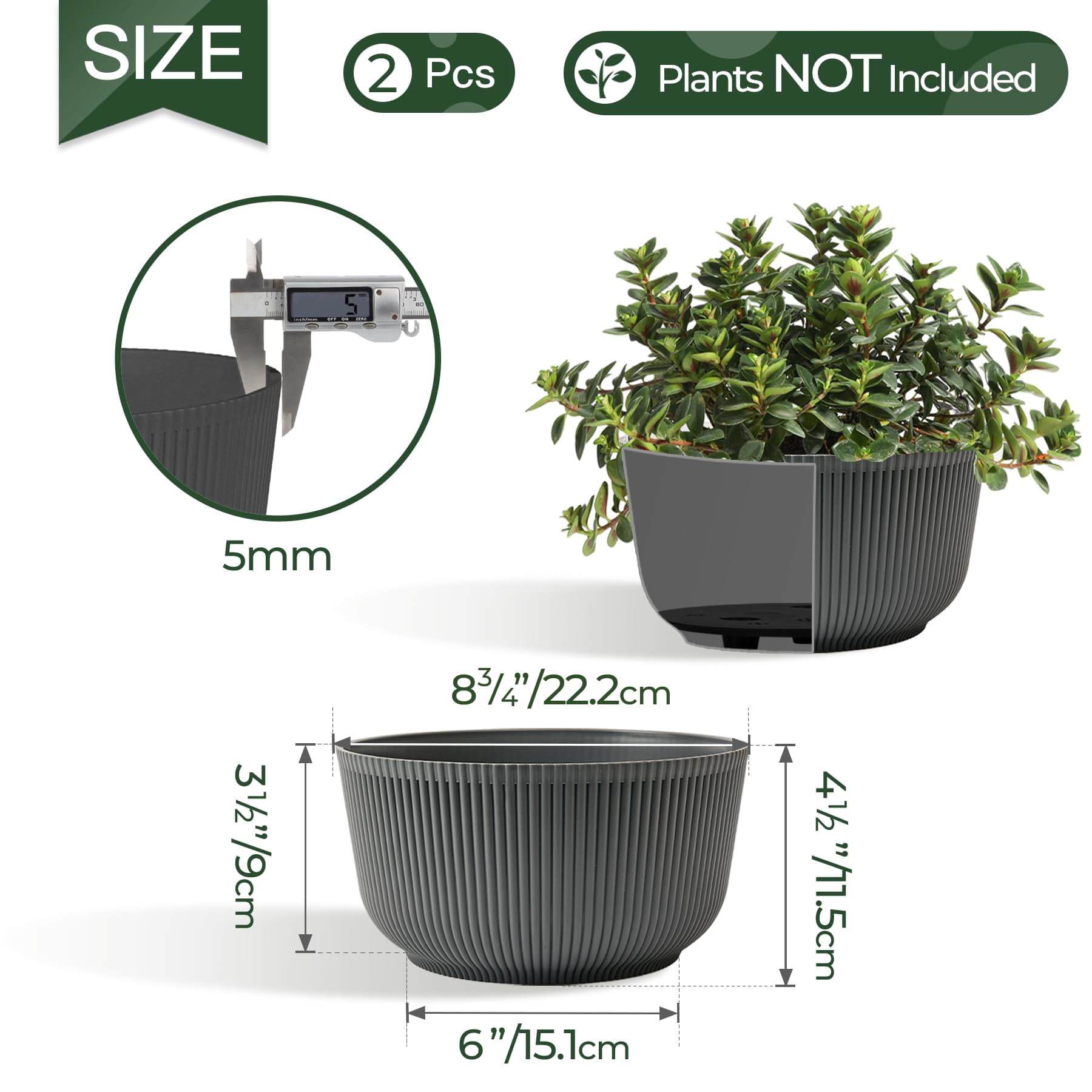 4 Inch Self Watering Plant Pots 6 Pack Small Indoor Planters for African Violets Succulents Durable White Plastic Gardening Containers