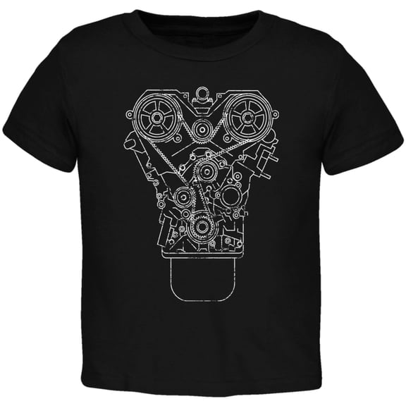 Engine Schematic Black Toddler T-Shirt - 3T
