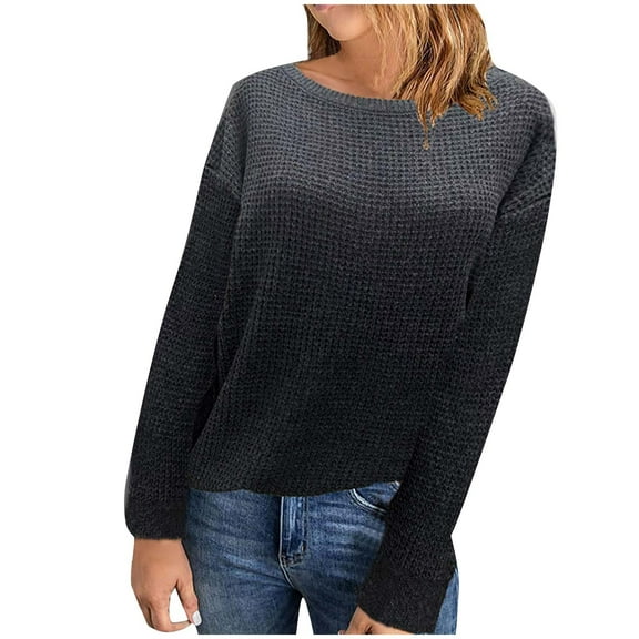 50% Off Clear! Viikei Cardigan Sweaters for Women Plus Size Fall Fashion Women's Rounk Neck Long Sleeve Casual Pullover Blouse Sweater