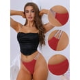 thumbnail image 3 of Unique Bargains Women's Double Line Thongs Low-Waisted T-back Panties L Red, 3 of 6