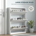 thumbnail image 4 of HOMCOM Shoe Cabinet with 3 Flip Drawers, Slim Shoe Storage Cabinet, White, 4 of 10