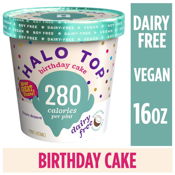 Halo Top DairyFree Birthday Cake Frozen Dessert Pint , 16