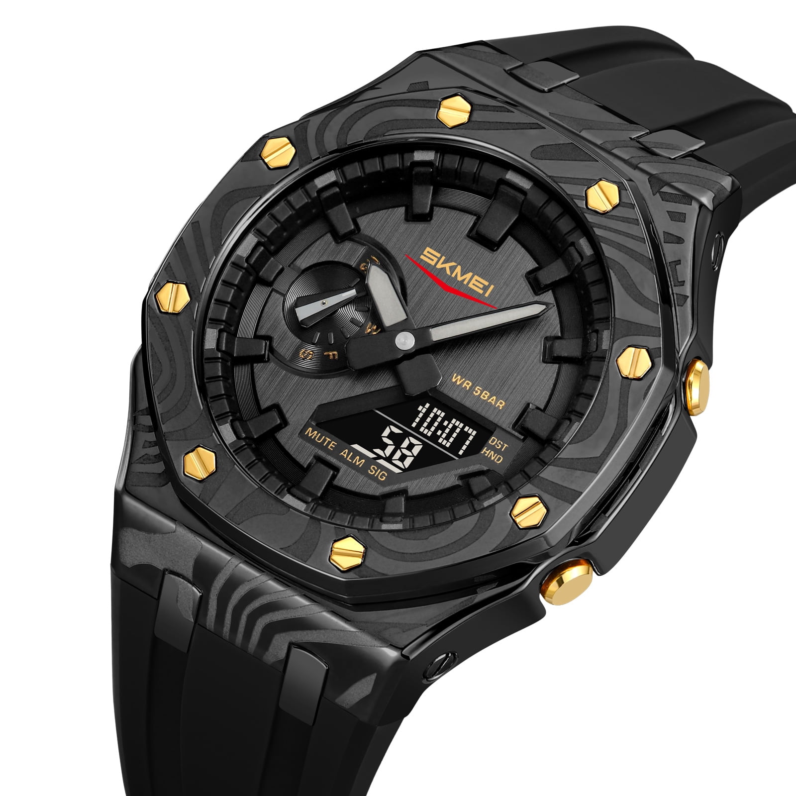 SKMEI Men's Military Digital Watches Outdoor Waterproof Sport Multifunctional Wristwatch with 5 Alarms/Countdown/Stopwatch