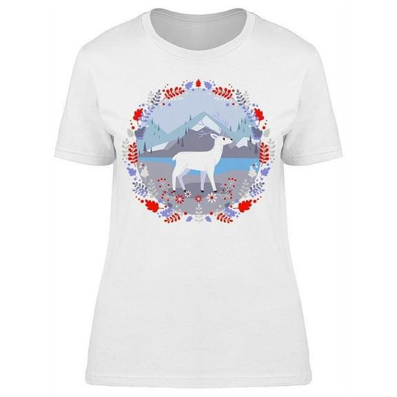 White Reindeer Mountains T-Shirt Women -Image by Shutterstock, Female Medium