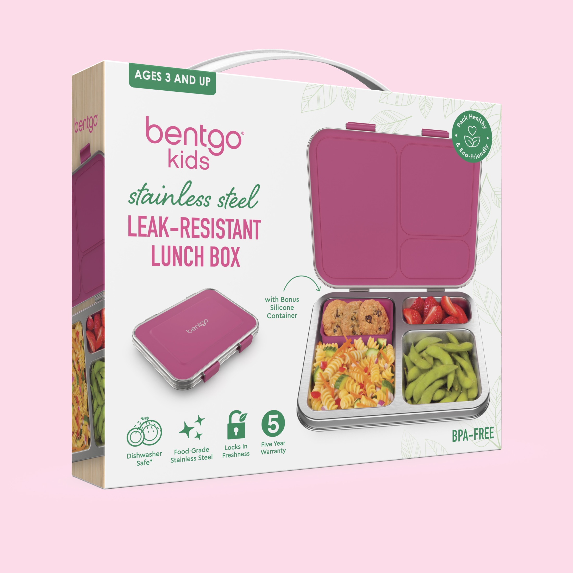 Bentgo Kids Stainless Steel Lunch Box - Fuchsia photo 8