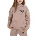 thumbnail image 3 of WOYY Little Girls Outfits Heart Print Hoodie Sweatpants Casual Clothes Set, Sizes 6-7, 3 of 3