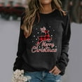thumbnail image 3 of Gibobby Sudaderas para mujer navidad Suéteres para mujer Diario Navidad de nieve Estampado Sudadera Cuello redondo Camisas de entrenamiento Blusa suelta(Negro,M), 3 of 4