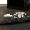 thumbnail image 5 of 925 Silver Plated Natural Rose Quartz Cuff Bangle Bracelet for Women – Handmade Open Bangle – Pink Gemstone January Birthstone Statement Jewelry – Gift for Her, 5 of 5