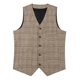 thumbnail image 3 of Camiseta sin mangas con cuello en V para hombre, estilo vintage, informal, a cuadros, con botones y bolsillos, sin mangas, con cuello en V, 3 of 7