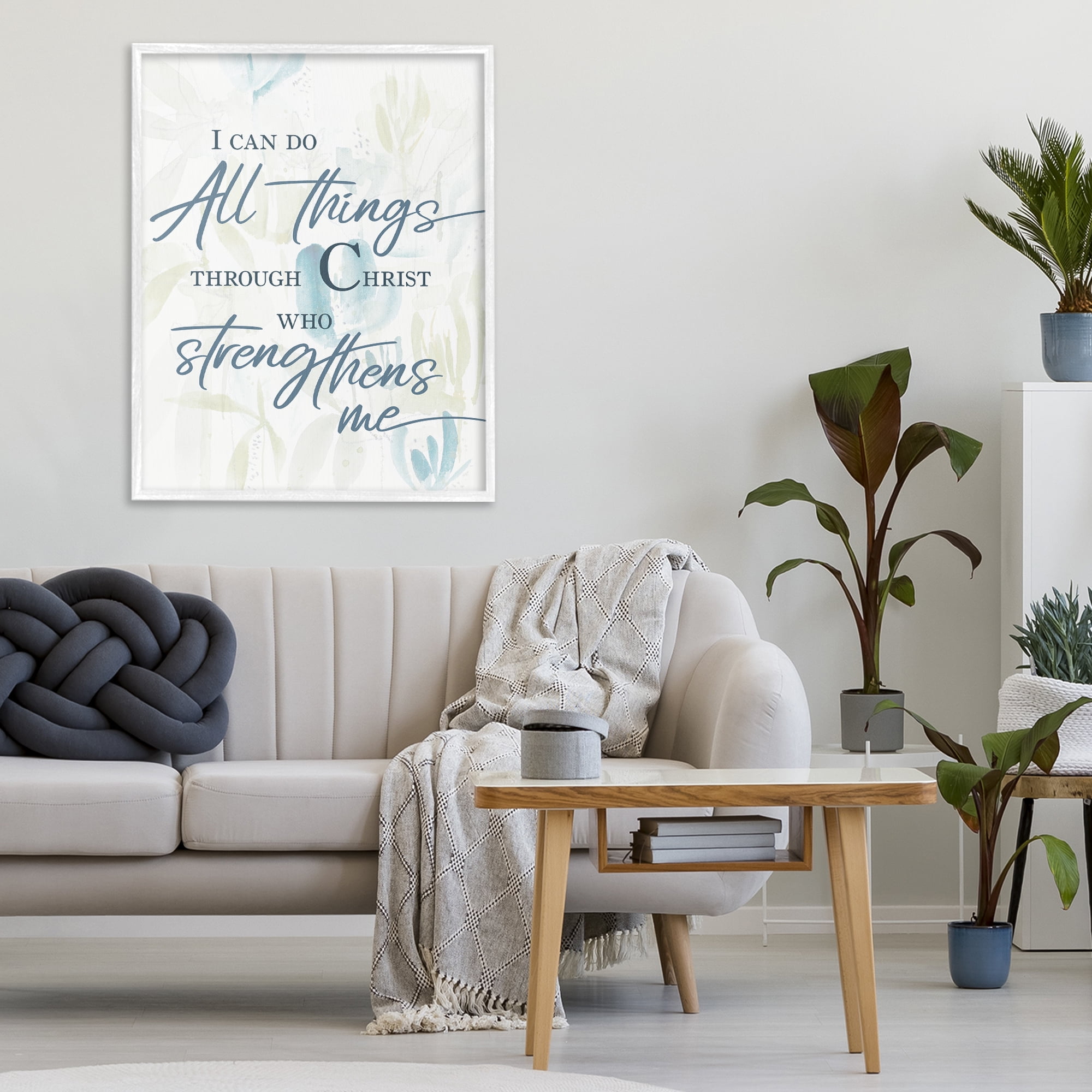 Stupell Industries All Things Through Christ White Framed Giclee Art, design by Krinlox