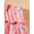 thumbnail image 6 of Sytepopcy Girls Summer Outfit Short Sleeve Bunny T-Shirt Shirred Tiered Rabbit Skirt Two Piece Toddler Easter Clothes Set 6T/1940, 6 of 7