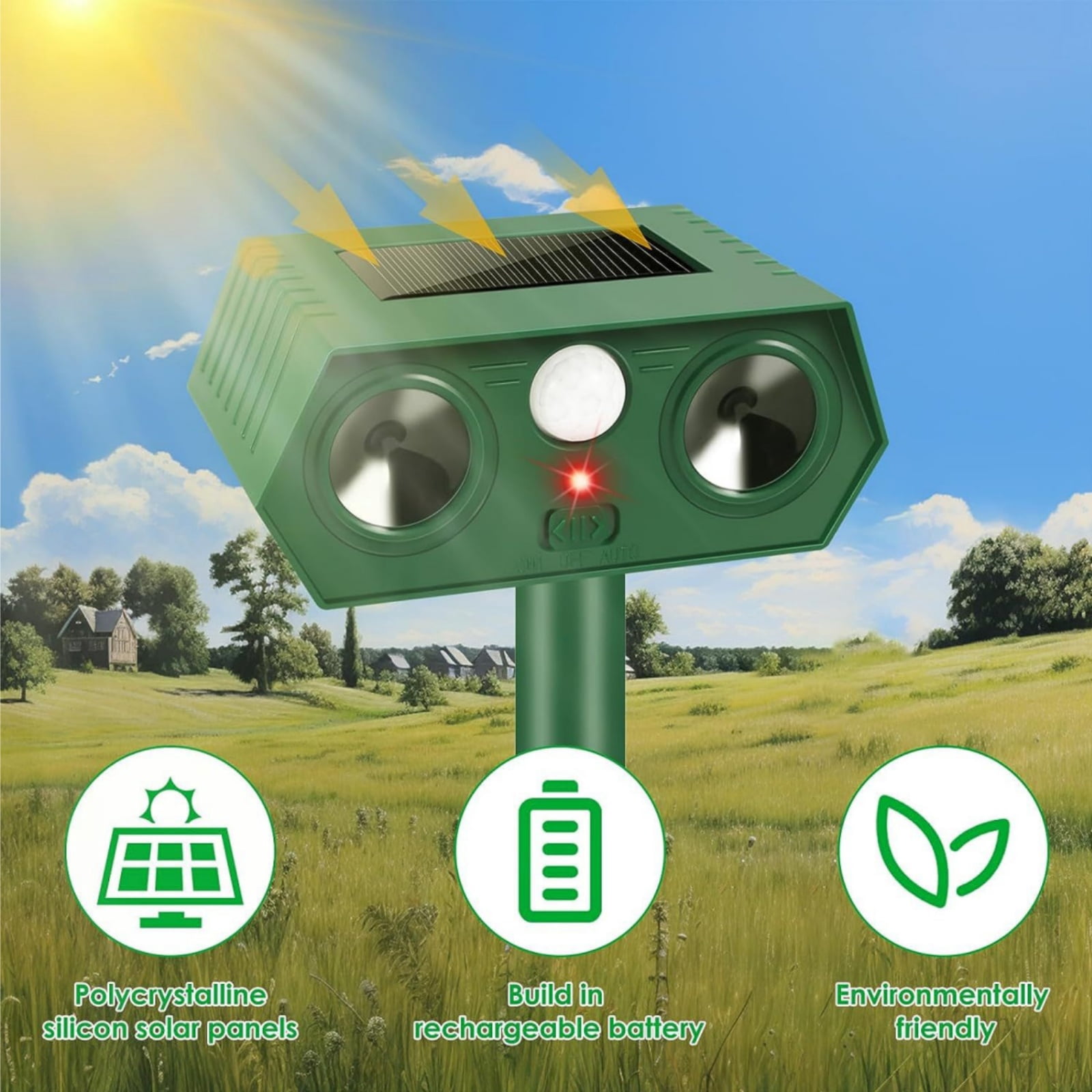 Paddsun 4 Pack Solar Ultrasonic Animal Traps,Cat Traps Outdoor Deer Traps Devices with Motion Sensor Animal Traps to Raccoon Squirrel Rabbit Skunk with lP44 Waterproof for Yard Lawn