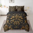 thumbnail image 2 of Manfei Teens Adults Bohemian Damask Twin Bedding Sets 7-Piece,Black Golden Bedding Comforter Set Microfiber,Exotic Style Breathable Sheet Sets,Breathable Home Decor,Reversible, 2 of 8
