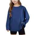 thumbnail image 2 of Xdegoge Girls Oversized Long Sleeve T-Shirt Comfortable Casual Tops Crewneck Kids Teen Girl Shirts Soft Fashion Plus Size Tshirt Shirts, 2 of 9