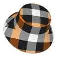 thumbnail image 3 of Gaeub Orange Plaid Printed Double Sided Reflective Bucket Hat Foldable Sun Hat for Camping Hiking Fishing, 3 of 9
