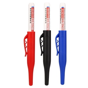 3pcs Encre rechargeable imperméable à l'encre à trous profonds à tête longue 30mm Long Nez Marqueur avec Stylo Clip Stylos Marqueur Rouge Bleu Noir