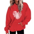 thumbnail image 1 of Plebaso Sweat-Shirts à Capuche pour Femmes, Cordon de Serrage, Cœur, Imprimé, Manches Longues, Décontracté, 1 of 5
