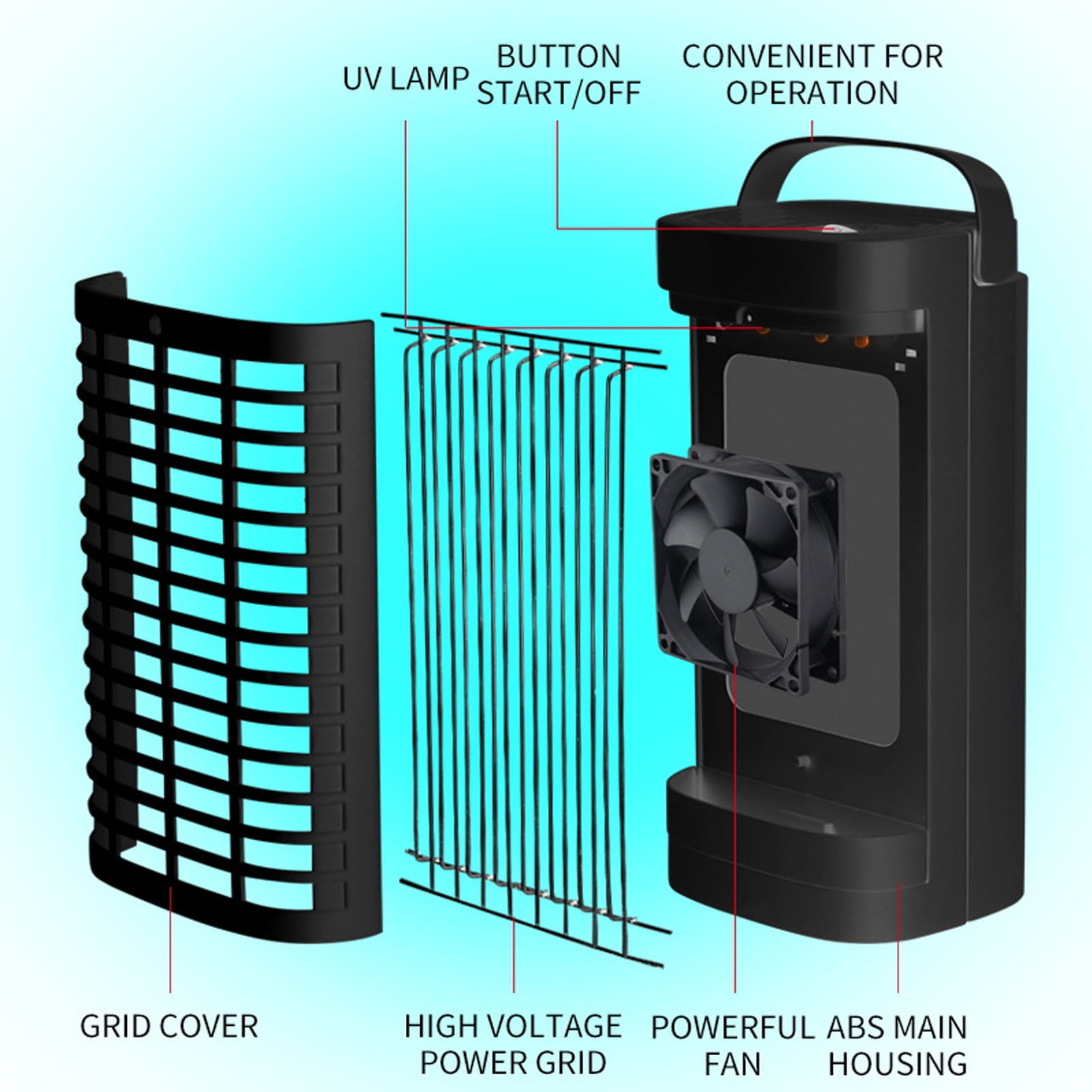 Camkey Bug Zapper Black Hanging Electronic Insect Killer With Mosquito lamp for Indoor Home Bedroom, Kitchen, Office