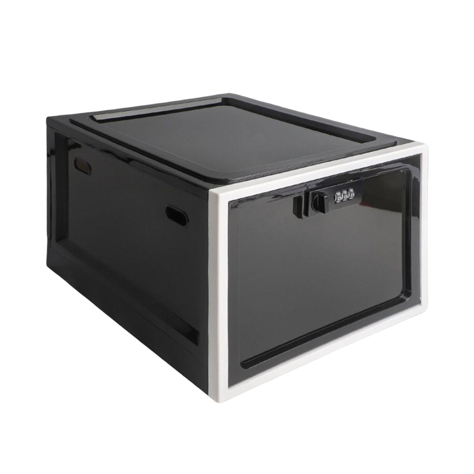 Lockable Box Lockable Storage Bin Childproof black and white