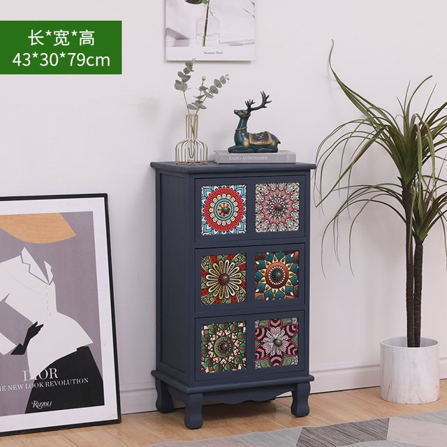 Cómoda americana vintage con cajones pintados, gabinete de almacenamiento multicapa resistente para sala de estar/dormitorio, organizador de madera maciza
