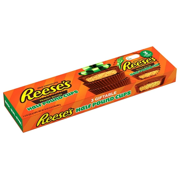 Reese's Milk Chocolate Half-Pound Peanut Butter Cups, Christmas, Candy Pack, 3 pk.