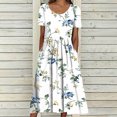 thumbnail image 2 of Abcnature Womens Maxi Dress Savings Clearance Deals, Women Round Neck Printing Short Sleeve Pockets Dress, Plus Size Summer Casual Long Dresses, Wedding Guest Dresses Beach Party Dress White XL, 2 of 4